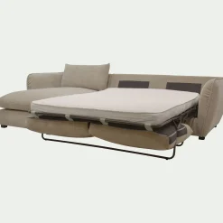 Canapé d'angle gauche convertible en tissu Nature - beige