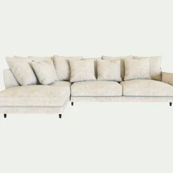 Canapé d'angle gauche fixe en tissu genesis- blanc ventoux