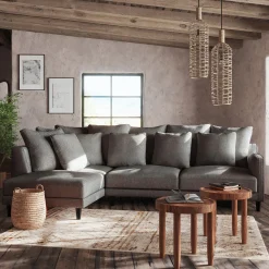 Canapé d'angle gauche fixe en tissu joint - gris restanque