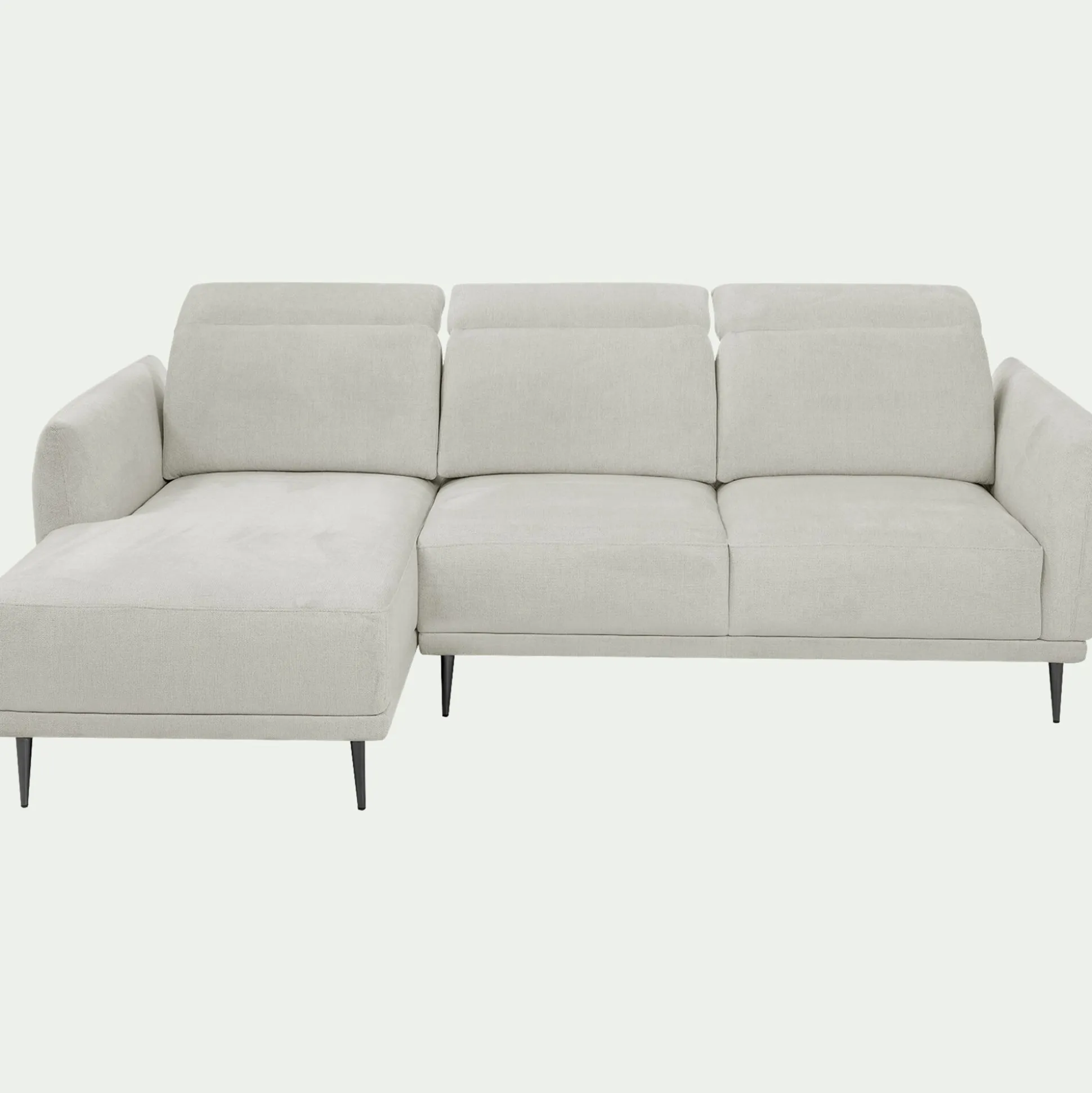 Canapé d'angle gauche fixe en tissu memphis avec fonction avance-recul - beige roucas