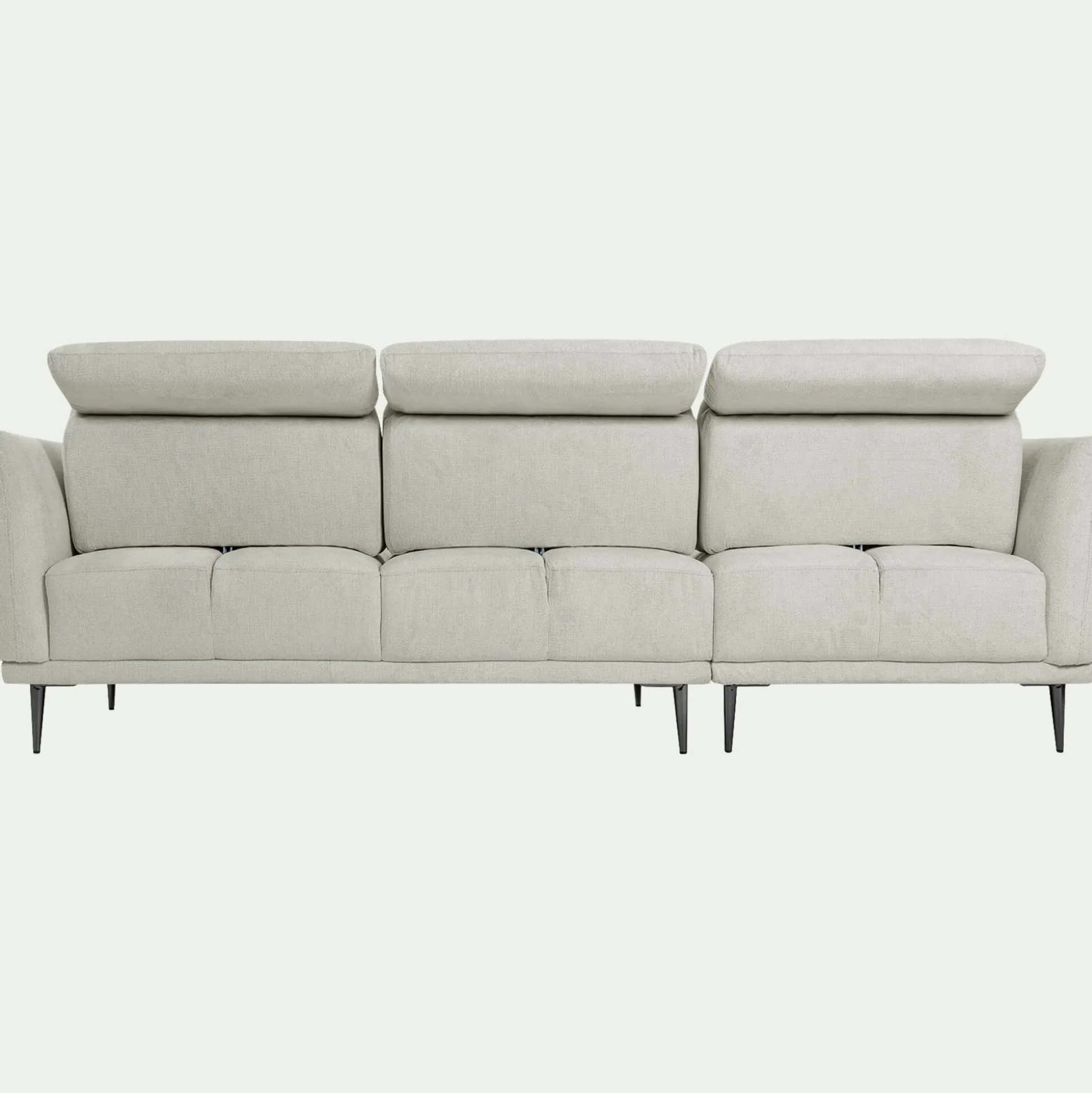 Canapé d'angle gauche fixe en tissu memphis avec fonction avance-recul - beige roucas