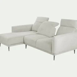 Canapé d'angle gauche fixe en tissu memphis avec fonction avance-recul - beige roucas