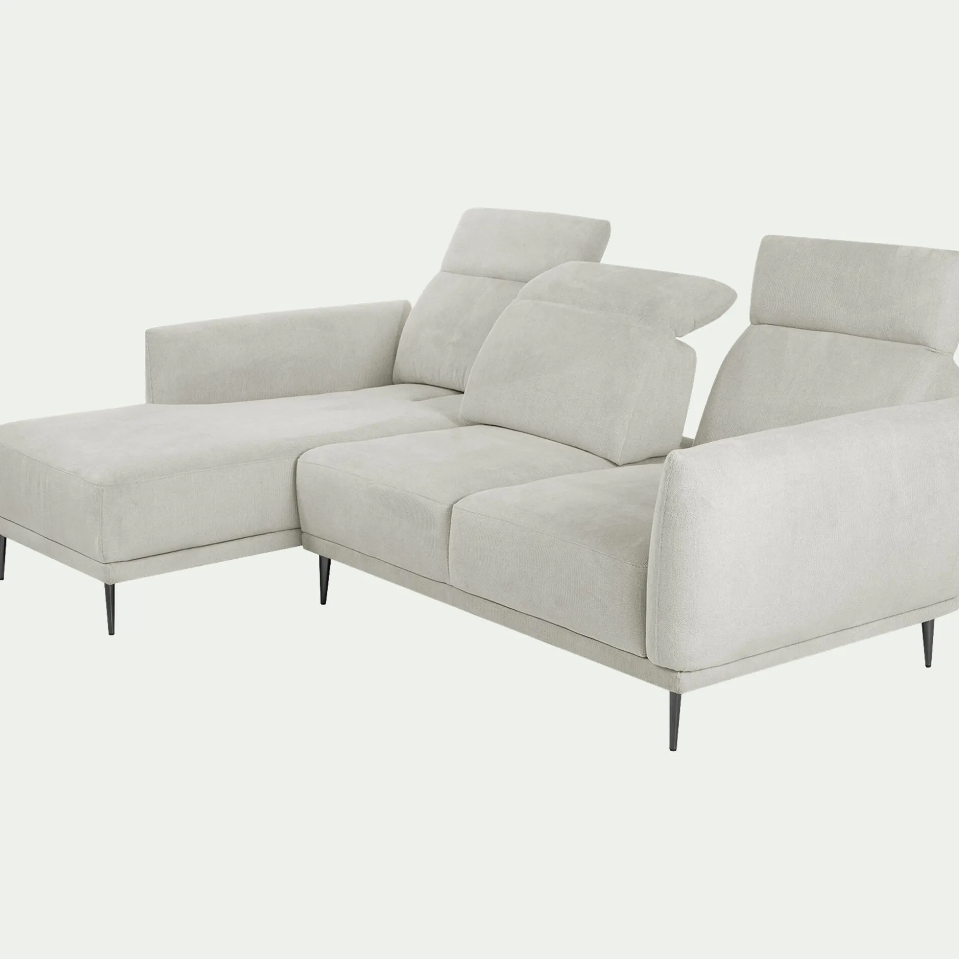 Canapé d'angle gauche fixe en tissu memphis avec fonction avance-recul - beige roucas