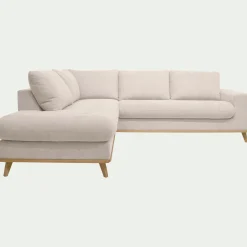 Canapé d'angle gauche fixe en tissu Storm - beige roucas