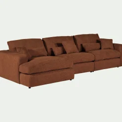 Canapé d'angle gauche fixe en tissu chenille Benjo - brun rustrel