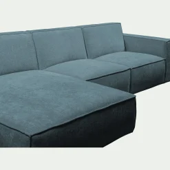Canapé d'angle gauche fixe en tissu genesis - bleu