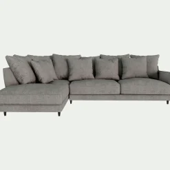 Canapé d'angle gauche fixe en tissu monclar - taupe