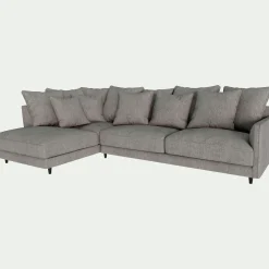 Canapé d'angle gauche fixe en tissu monclar - taupe