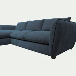 Canapé d'angle gauche fixe en tissu Nature - bleu