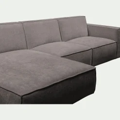 Canapé d'angle gauche fixe en tissu genesis - gris borie
