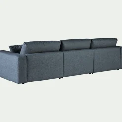 Canapé d'angle gauche fixe en tissu bouclette dasco - bleu
