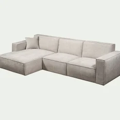 Canapé d'angle gauche fixe en tissu genesis - beige