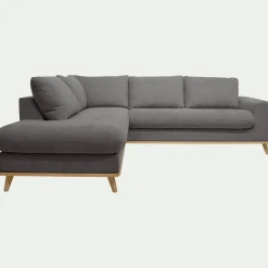 Canapé d'angle gauche fixe en tissu Storm - gris moyen