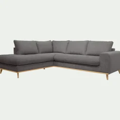 Canapé d'angle gauche fixe en tissu Storm - gris moyen
