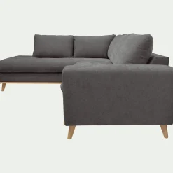 Canapé d'angle gauche fixe en tissu Storm - gris moyen