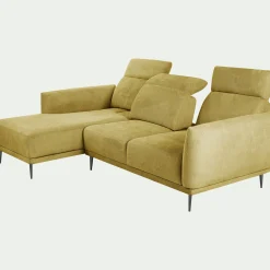 Canapé d'angle gauche fixe en tissu memphis avec fonction avance-recul - jaune argan