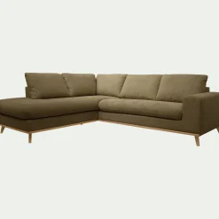 Canapé d'angle gauche fixe en tissu Crown - vert cèdre