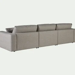 Canapé d'angle gauche fixe en tissu bouclette dasco - gris clair