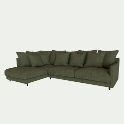 Canapé d'angle gauche fixe en tissu joint - vert cèdre
