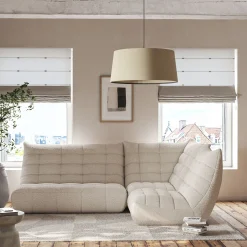 Canapé d'angle modulable 4 places en tissu chenille - beige roucas