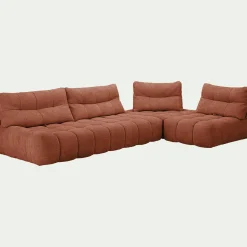 Canapé d'angle modulable avec chauffeuse en tissu campo - brun rustrel