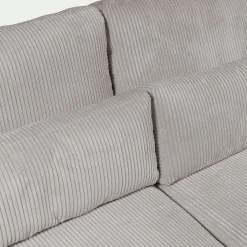 Canapé d'angle méridienne droite fixe en velours côtelé Azores - gris borie