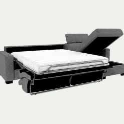 Canapé d'angle réversible convertible matelas Bultex en tissus pop avec accoudoirs 20cm - gris moyen
