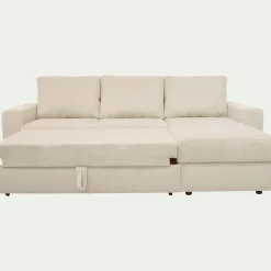 Canapé d'angle réversible convertible en velours côtelé - blanc ventoux