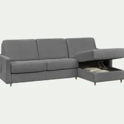 Canapé d'angle réversible convertible en tissu Sogno matelas densité 35kg/m3 - gris restanque