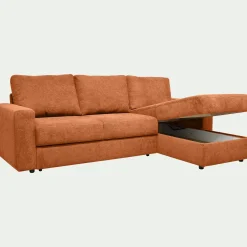 Canapé d'angle réversible convertible en tissu tramé - brun rustrel