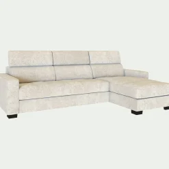 Canapé d'angle réversible convertible en tissu genesis avec accoudoirs 20cm - blanc ventoux