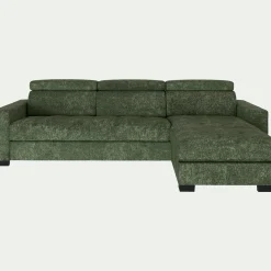 Canapé d'angle réversible convertible en tissu genesis avec accoudoirs 20cm - vert cèdre