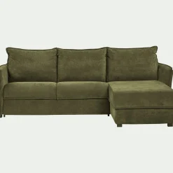 Canapé d'angle réversible convertible en tissu avec matelas densité 25kg/m3 - vert cèdre