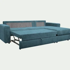 Canapé d'angle réversible convertible en tissu tramé - bleu figuerolles