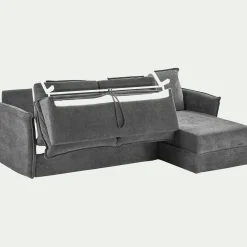 Canapé d'angle réversible convertible en tissu avec matelas densité 35kg/m3 - gris