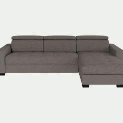 Canapé d'angle réversible convertible matelas Bultex en tissus pop avec accoudoirs 20cm - taupe