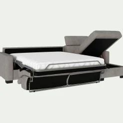 Canapé d'angle réversible convertible matelas Bultex en tissu monclar avec accoudoirs 15cm - taupe