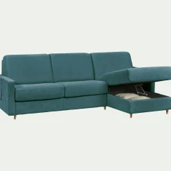 Canapé d'angle réversible convertible en tissu Stella matelas densité 25kg/m3 - bleu