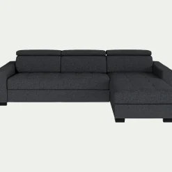 Canapé d'angle réversible convertible matelas Bultex en tissus pop avec accoudoirs 20cm - gris anthracite