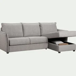 Canapé d'angle réversible convertible en tissu Stella avec matelas densité 25kg/m3 - gris moyen