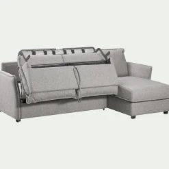 Canapé d'angle réversible convertible en tissu Stella avec matelas densité 25kg/m3 - gris moyen