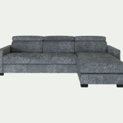 Canapé d'angle réversible convertible en tissu genesis avec accoudoirs 15cm - gris ardoise