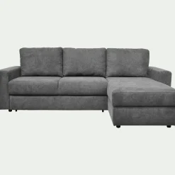 Canapé d'angle réversible convertible en tissu tramé - gris restanque
