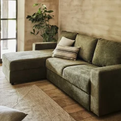 Canapé d'angle réversible convertible en tissu tramé - vert cèdre