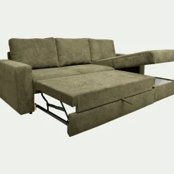 Canapé d'angle réversible convertible en tissu tramé - vert cèdre