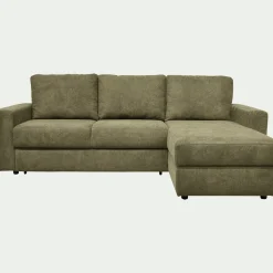 Canapé d'angle réversible convertible en tissu tramé - vert cèdre