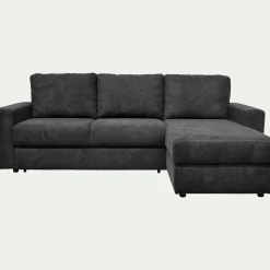 Canapé d'angle réversible convertible en tissu tramé - gris ardoise