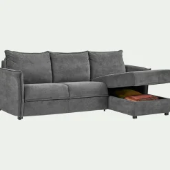 Canapé d'angle réversible convertible en tissu avec matelas densité 25kg/m3 - gris restanque