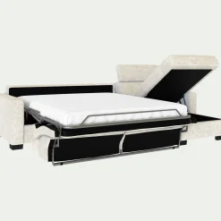 Canapé d'angle réversible convertible matelas Bultex en tissu genesis avec accoudoirs 15cm - blanc ventoux