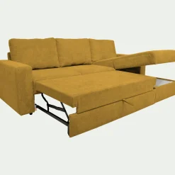 Canapé d'angle réversible convertible en tissu tramé - jaune argan